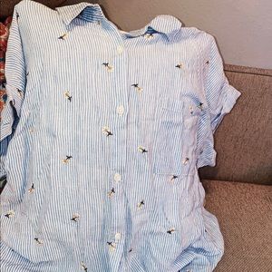 Francesca’s blue/white daisy stripe shirt